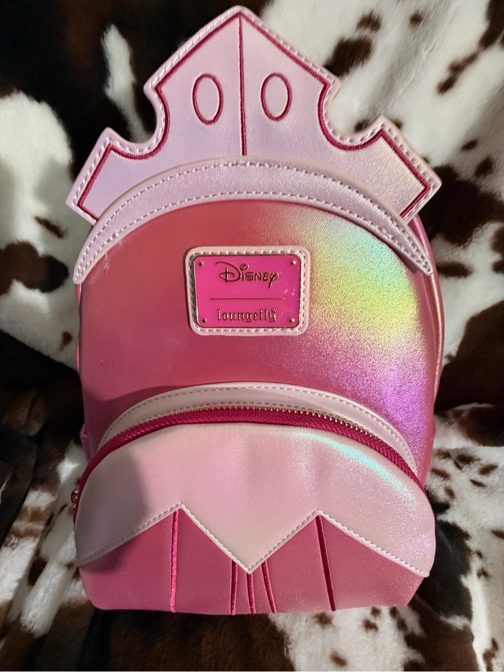 Disney Iridescent Pink Princess Crown Mini Backpack
